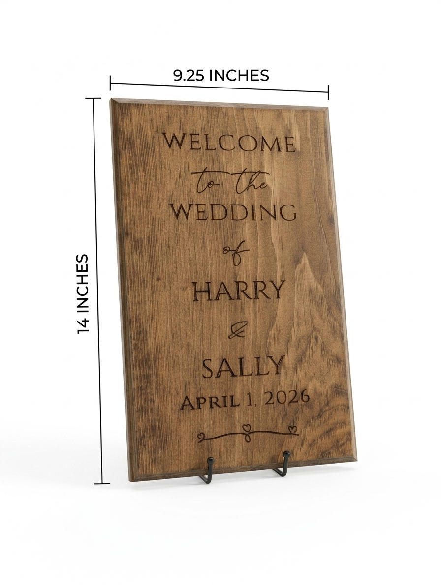 Personalized Wooden Wedding Welcome Sign | Custom Engraved Pine Wood Ceremony Decor