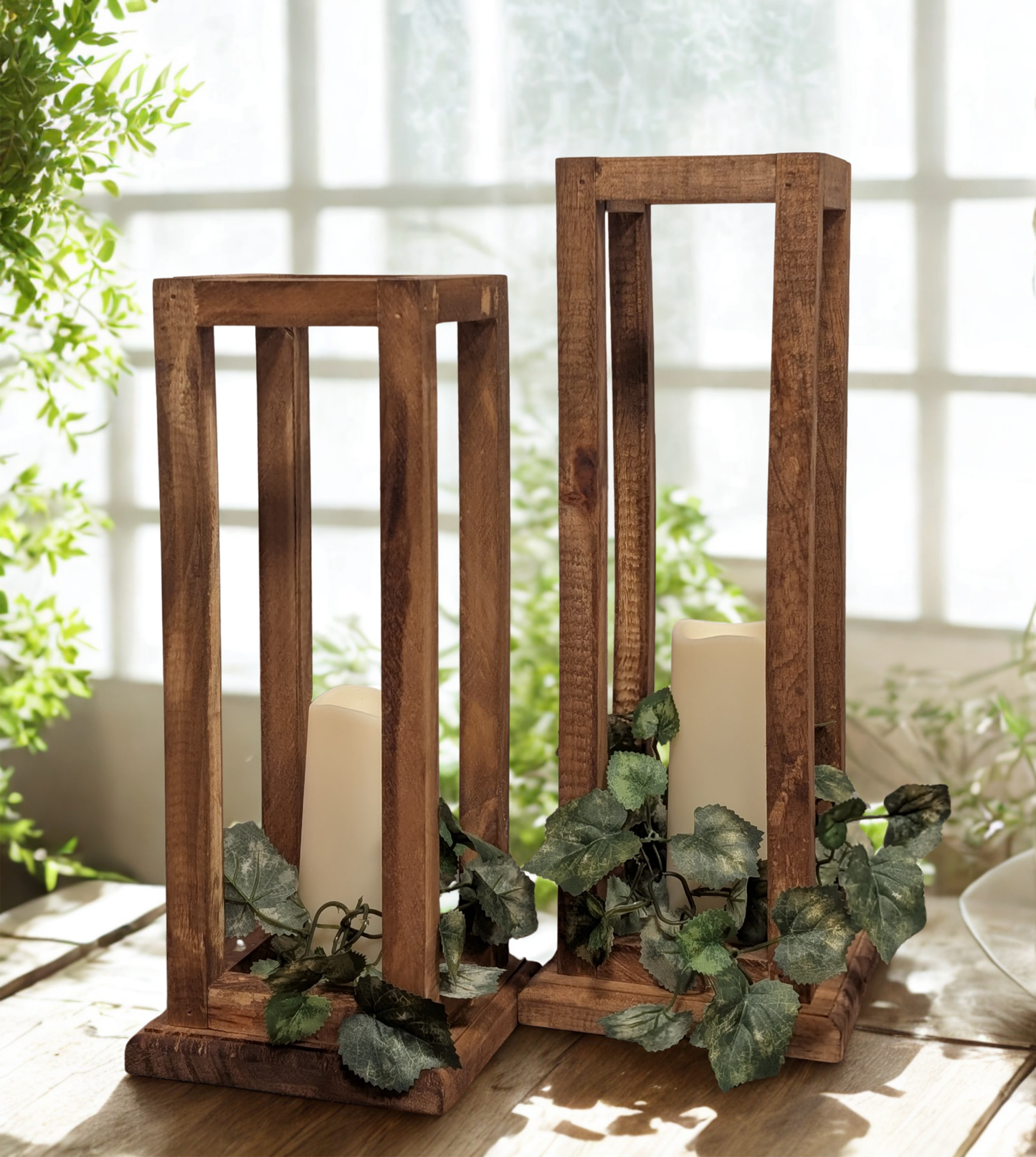 Handcrafted Pine Wood Candle Lantern | Rustic Farmhouse Wedding Centerpiece | Bulk Orders