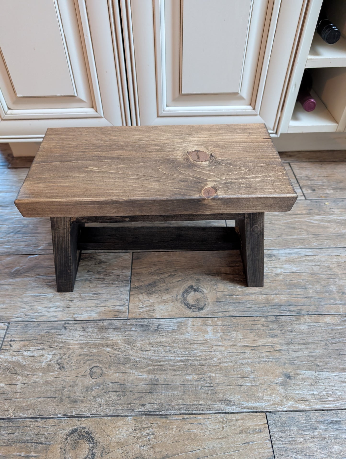 Handcrafted Rustic Pine Wood Step Stool | Farmhouse Kitchen Decor | 14"x7.25"x10"