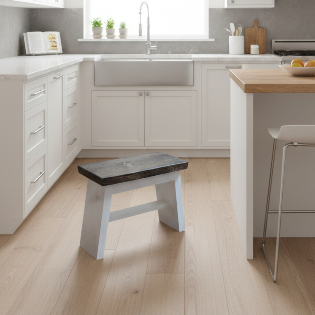Handcrafted Rustic Pine Wood Step Stool | Farmhouse Kitchen Decor | 14"x7.25"x10"