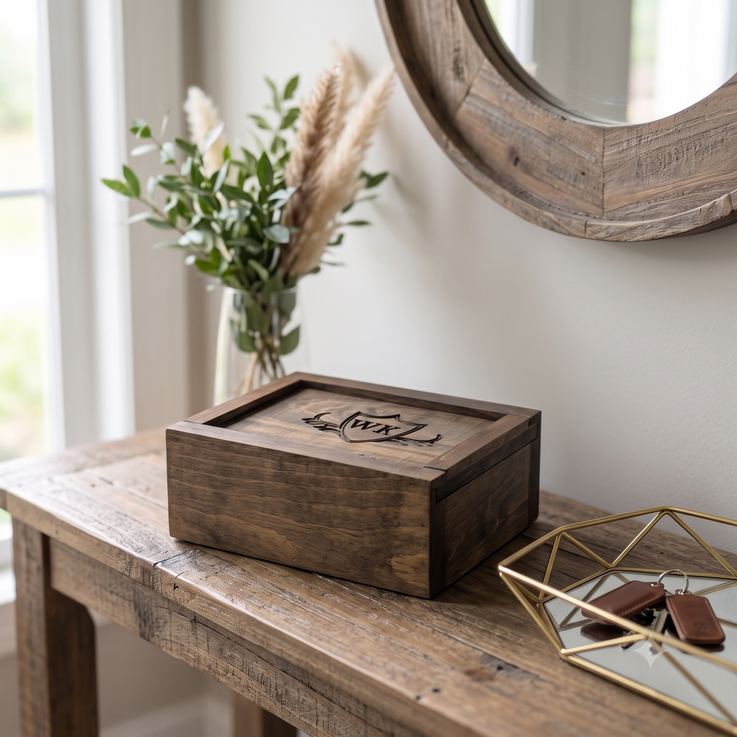 Personalized Men's Rustic Pine Valet Box | Handcrafted Keepsake | Wedding Anniversary Gift