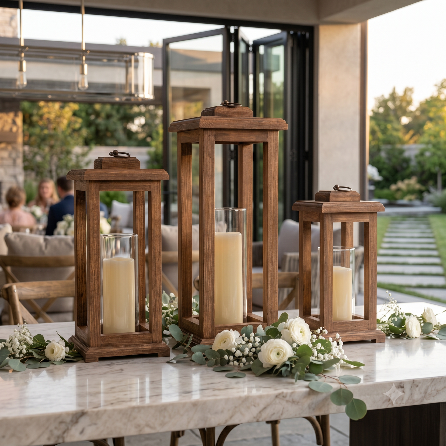 Handcrafted Wood Candle Lantern | Rustic Farmhouse Wedding Centerpiece | Distressed Finish