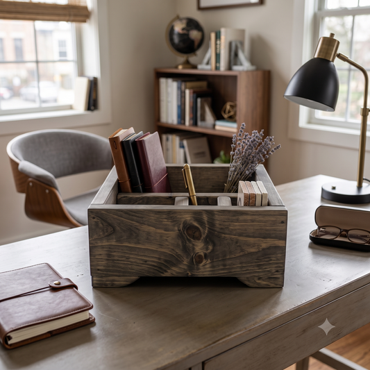 Handcrafted Farmhouse Wood Organizer Box | Rustic Storage Crate | Distressed Wooden Decor