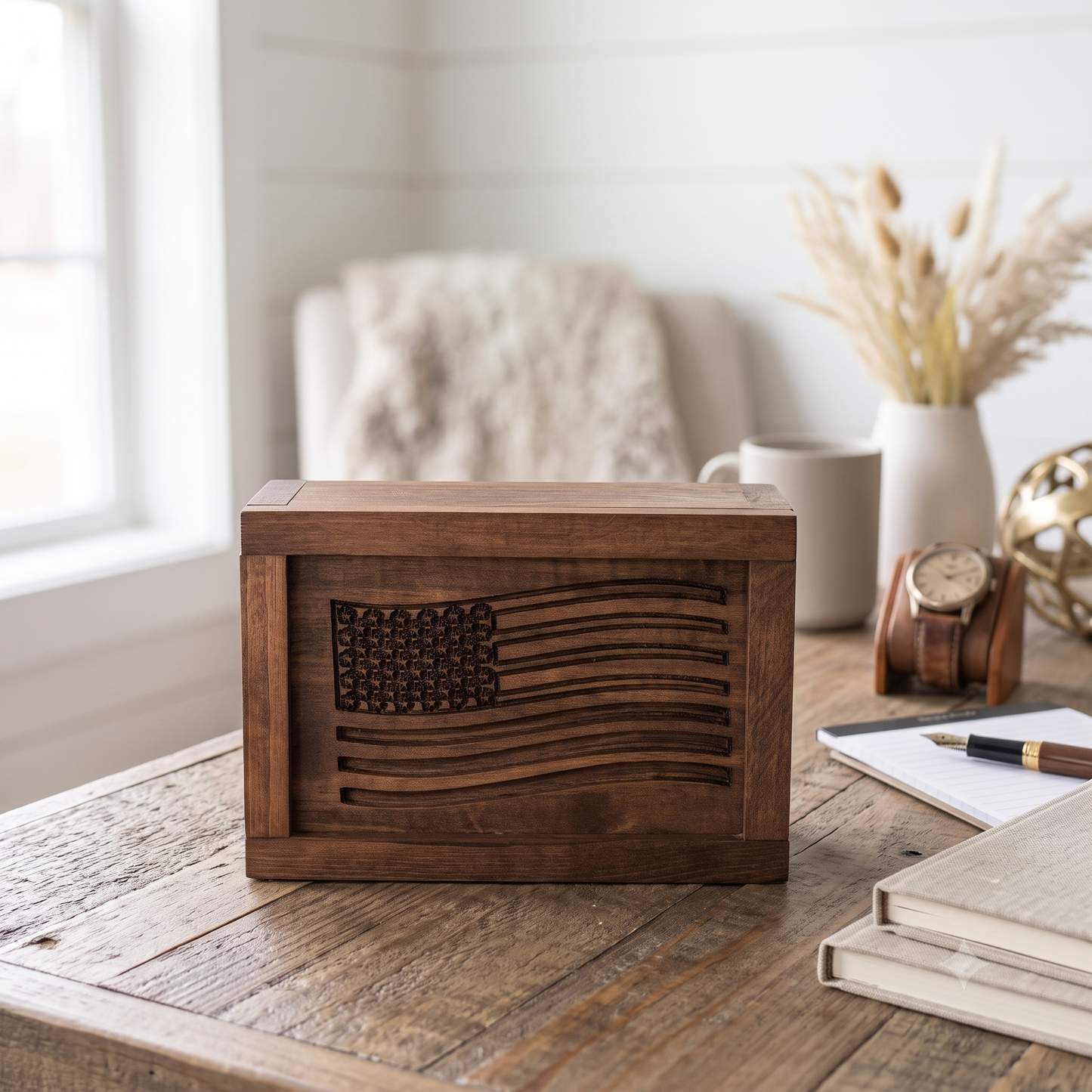 Personalized Men's Rustic Pine Valet Box | Handcrafted Keepsake | Wedding Anniversary Gift