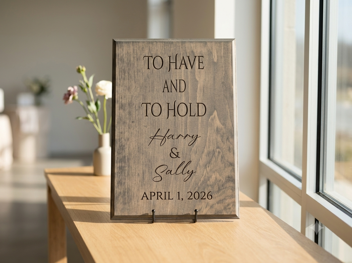 Personalized Wooden Wedding Welcome Sign | Custom Engraved Pine Wood Ceremony Decor