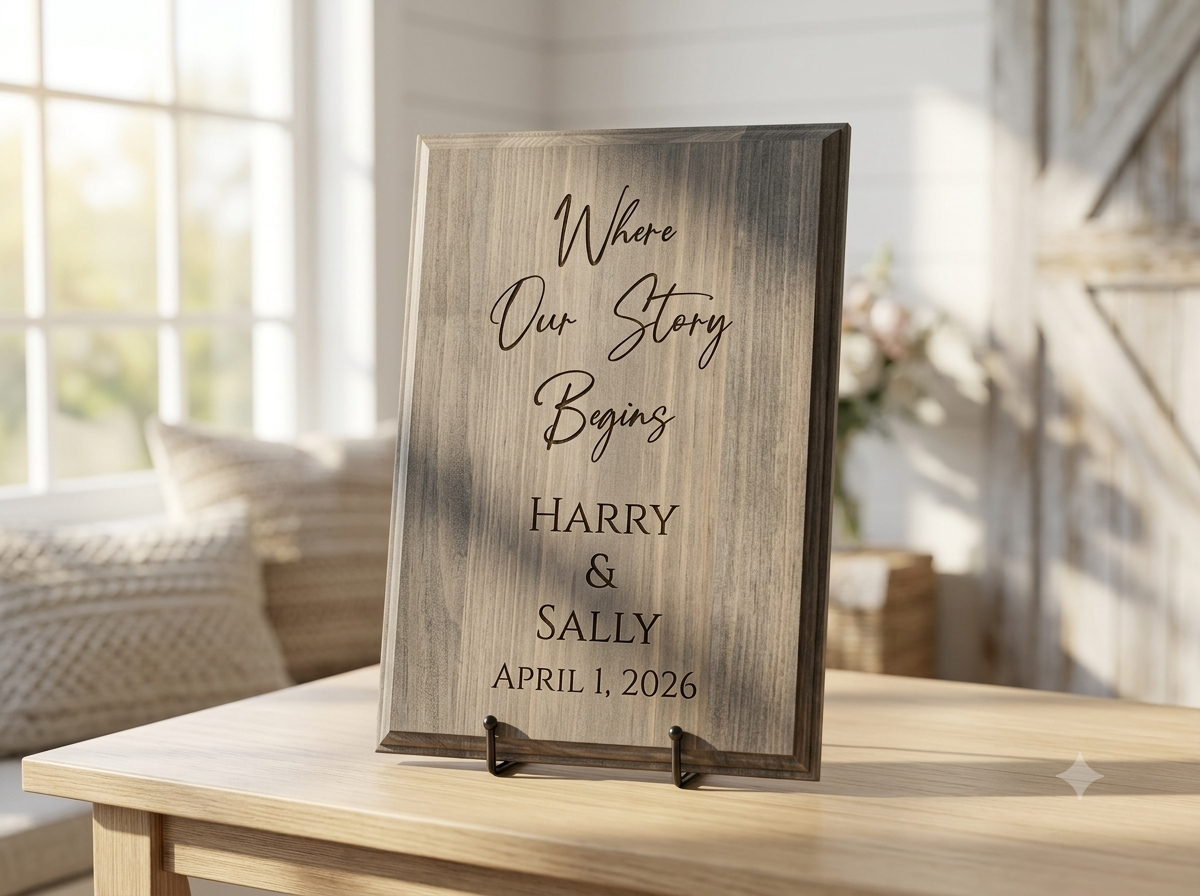Personalized Wooden Wedding Welcome Sign | Custom Engraved Pine Wood Ceremony Decor