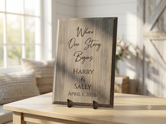Personalized Wooden Wedding Welcome Sign | Custom Engraved Pine Wood Ceremony Decor