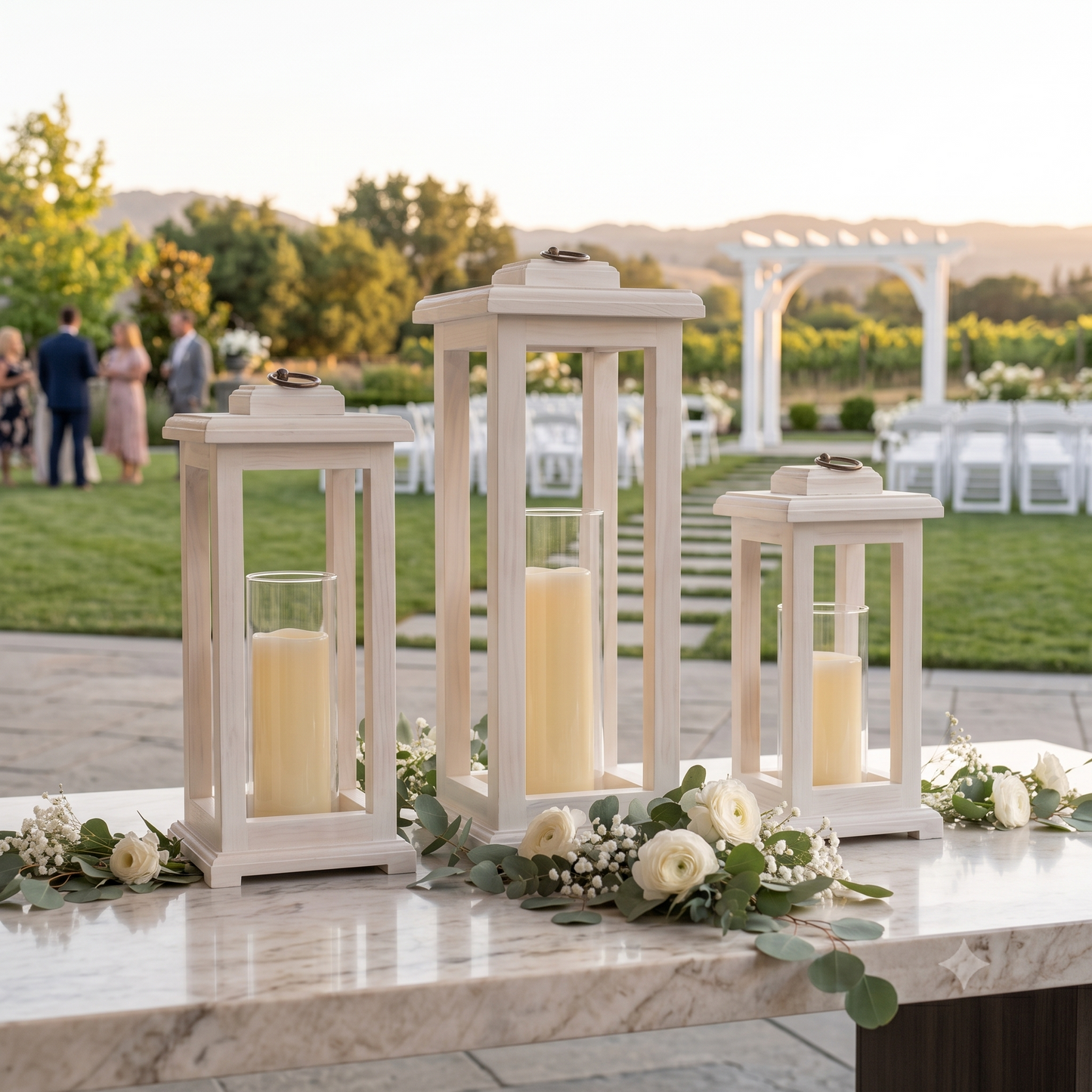 Handcrafted Wood Candle Lantern | Rustic Farmhouse Wedding Centerpiece | Distressed Finish