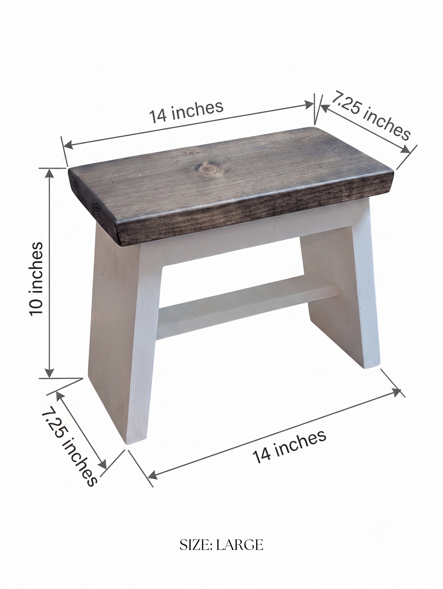 Handcrafted Rustic Pine Wood Step Stool | Farmhouse Kitchen Decor | 14"x7.25"x10"