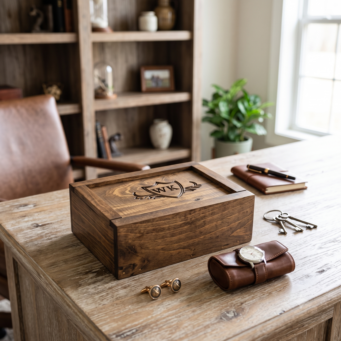 Personalized Men's Rustic Pine Valet Box | Handcrafted Keepsake | Wedding Anniversary Gift