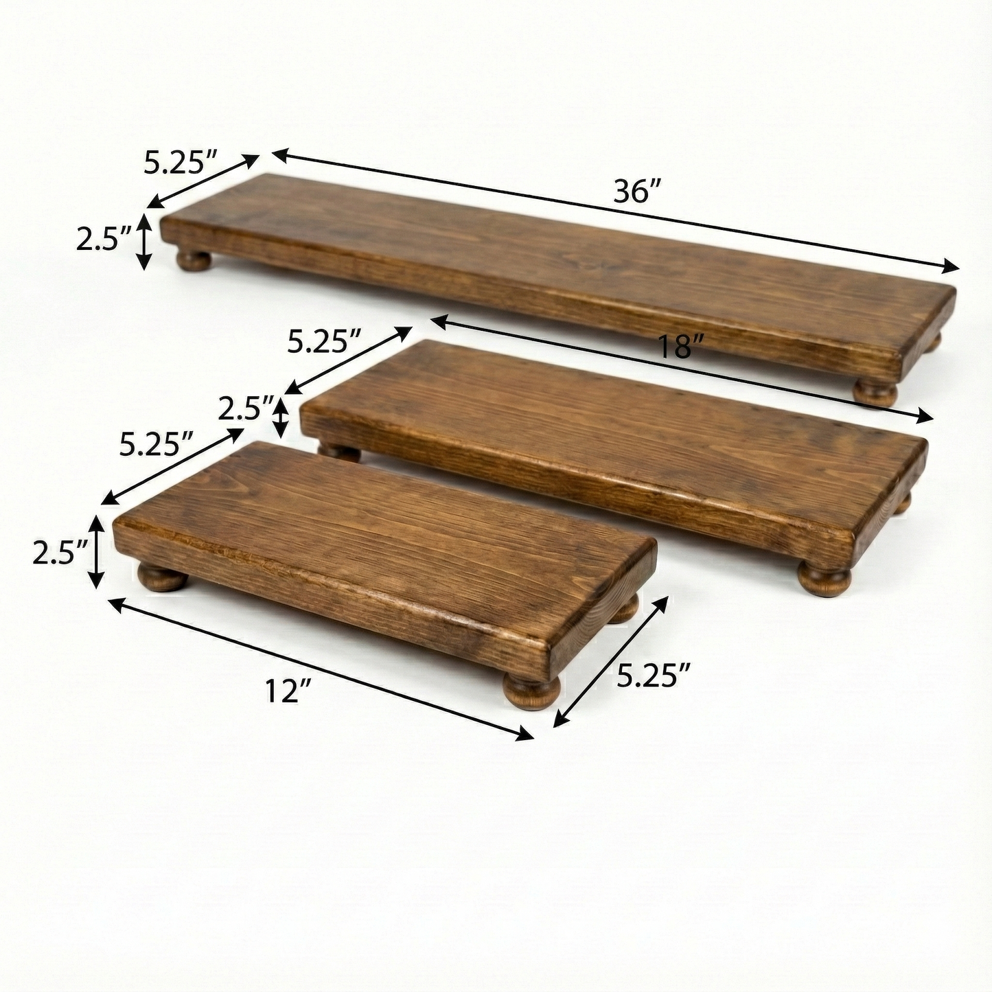 Handmade Rustic Pine Wood Display Riser | Farmhouse Table Decor Tray | Multiple Sizes