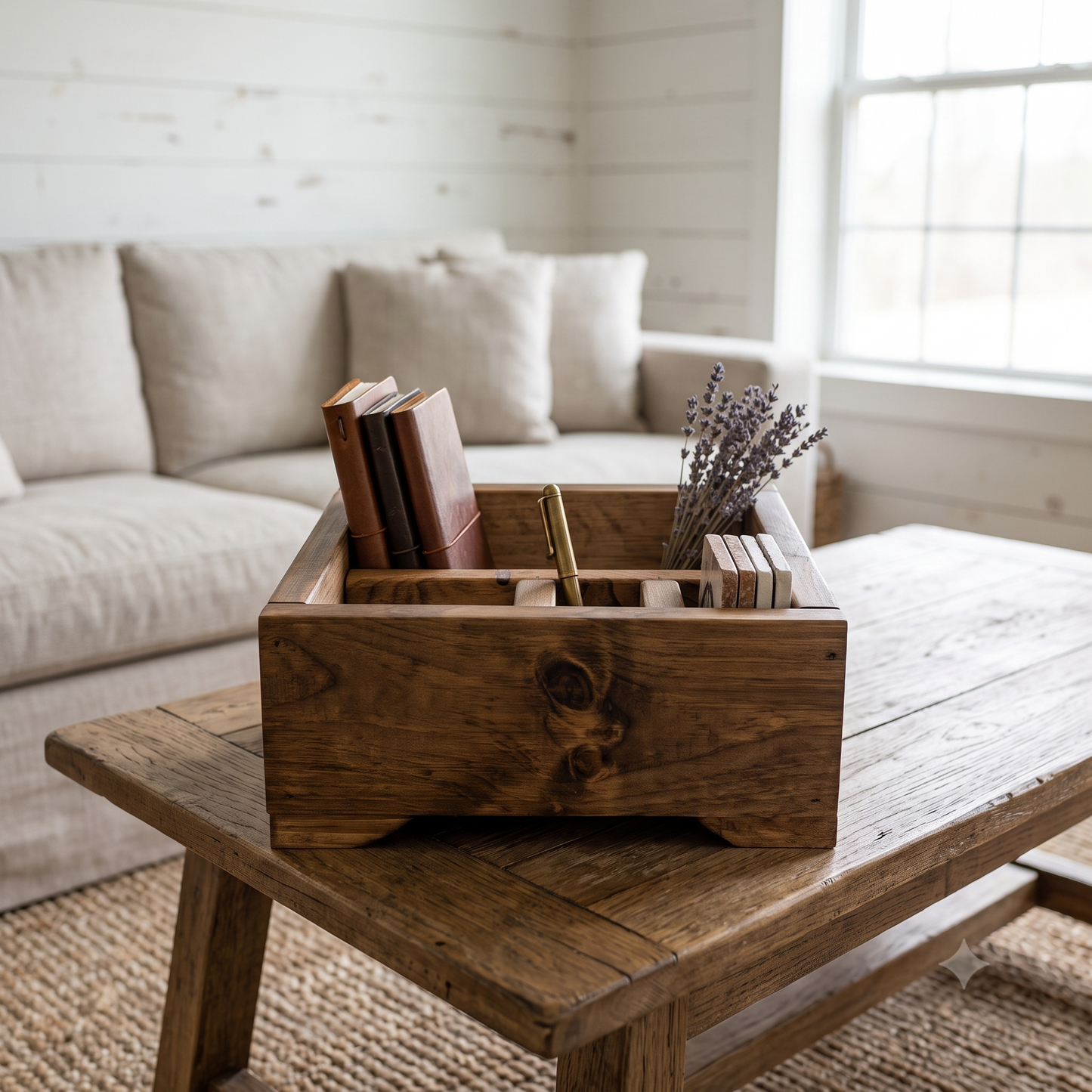 Handcrafted Farmhouse Wood Organizer Box | Rustic Storage Crate | Distressed Wooden Decor