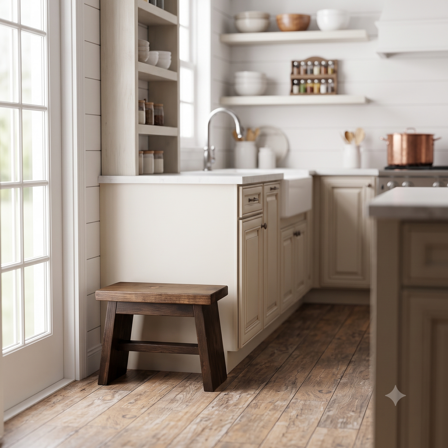 Handcrafted Rustic Pine Wood Step Stool | Farmhouse Kitchen Decor | 14"x7.25"x10"