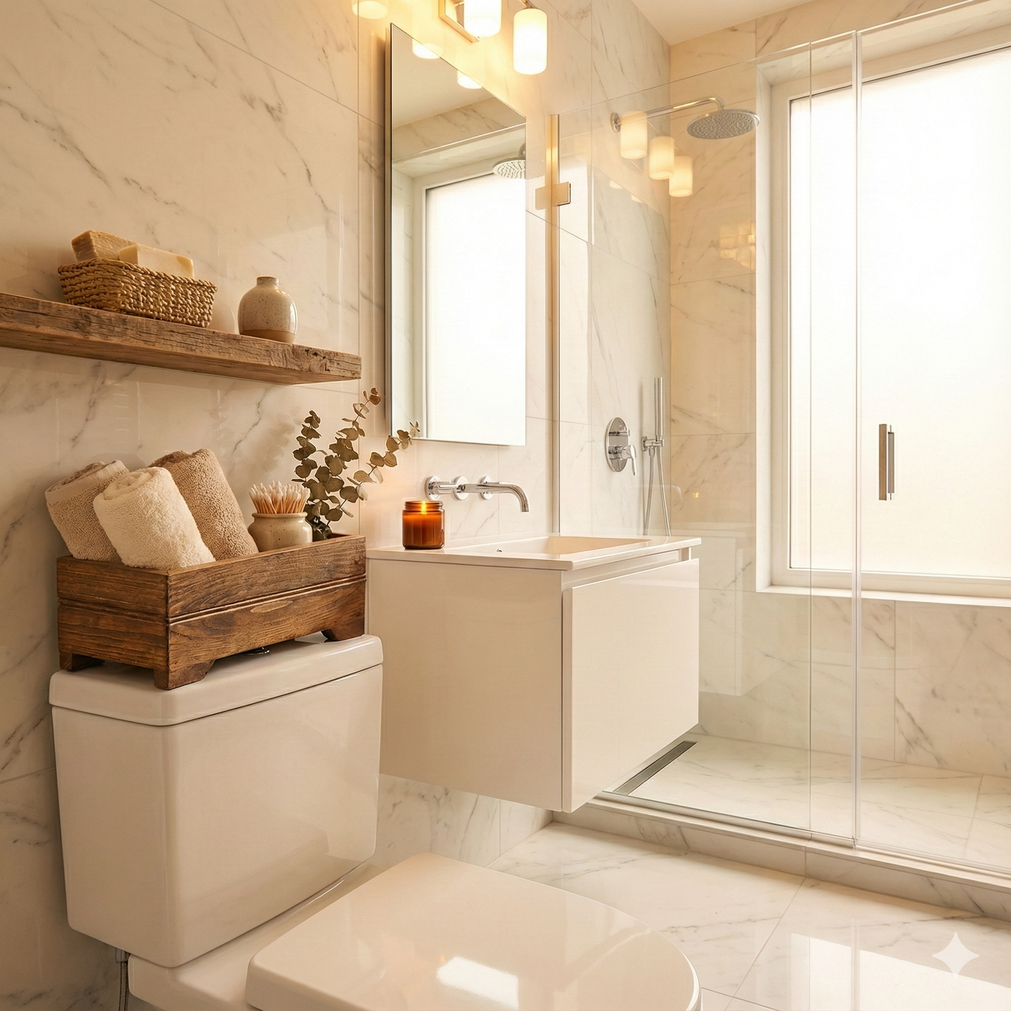 Rustic Wooden Bathroom Storage Box: Farmhouse Decor