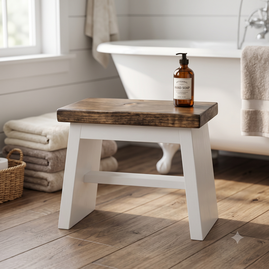 Handcrafted Rustic Pine Wood Step Stool | Farmhouse Kitchen Decor | 14"x7.25"x10"