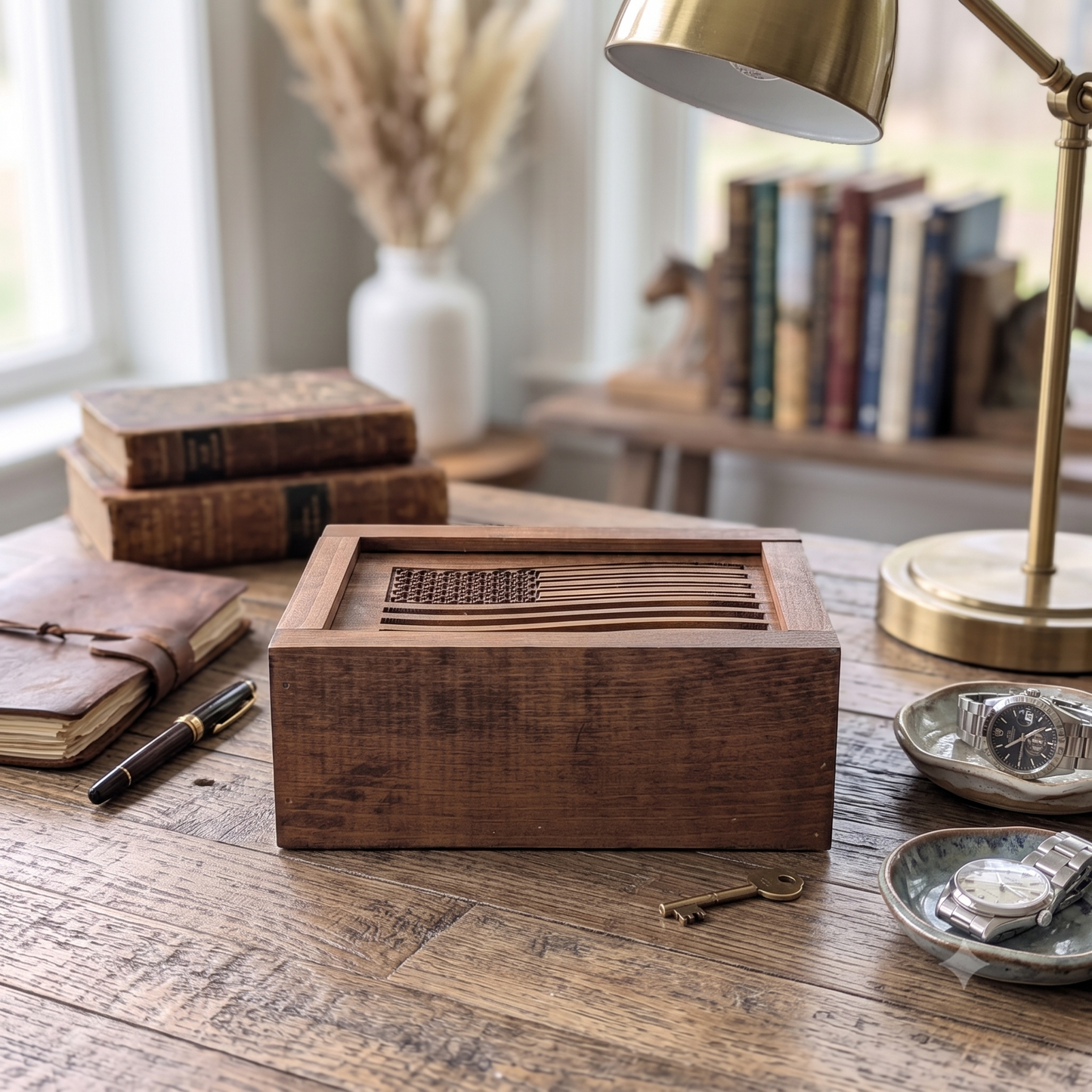 Personalized Men's Rustic Pine Valet Box | Handcrafted Keepsake | Wedding Anniversary Gift