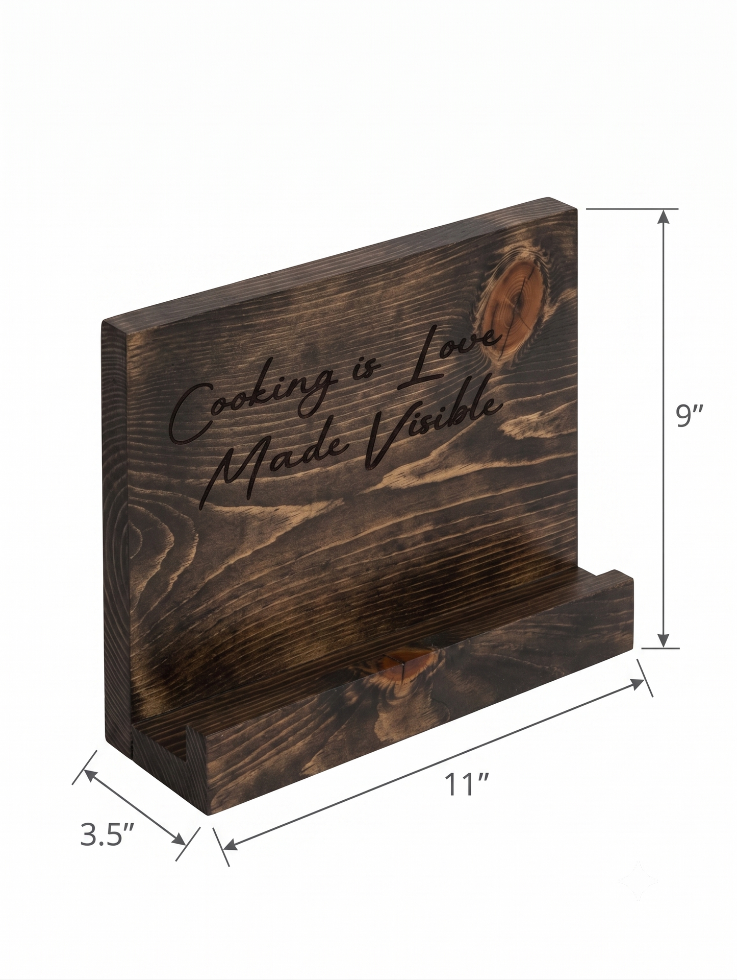 Handcrafted Pine Wood Cookbook Stand | Rustic Farmhouse Kitchen & Office Book Holder