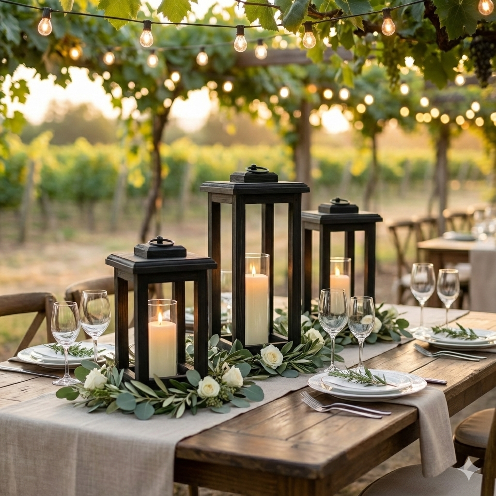 Handcrafted Wood Candle Lantern | Rustic Farmhouse Wedding Centerpiece | Distressed Finish