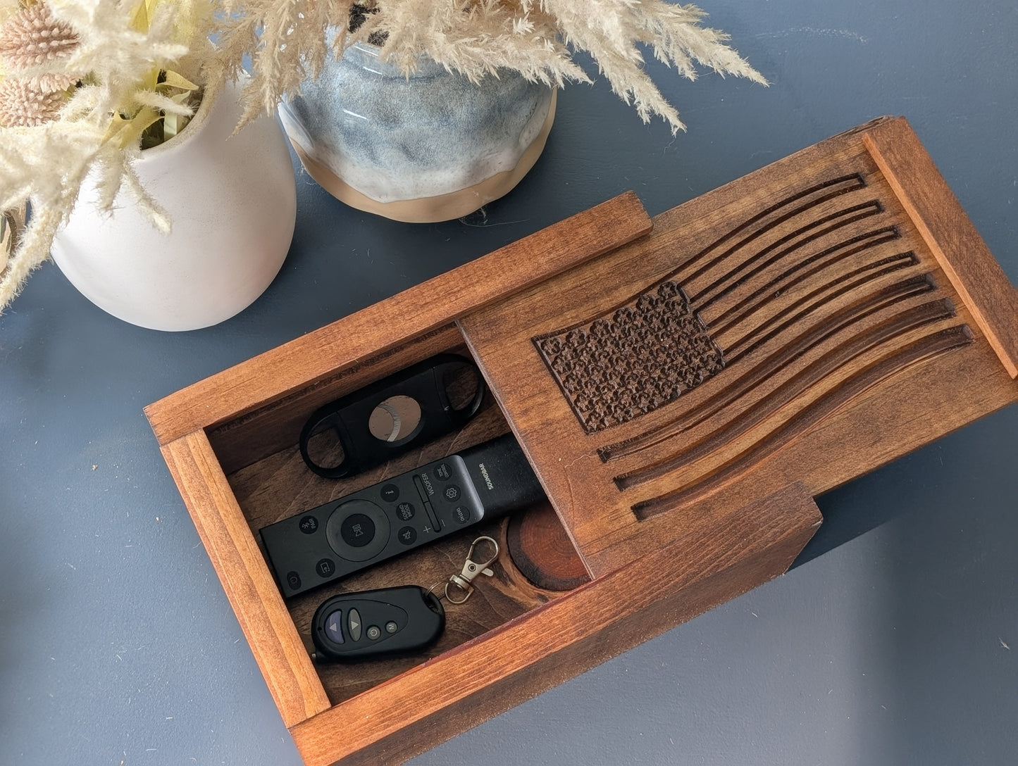 Personalized Men's Rustic Pine Valet Box | Handcrafted Keepsake | Wedding Anniversary Gift