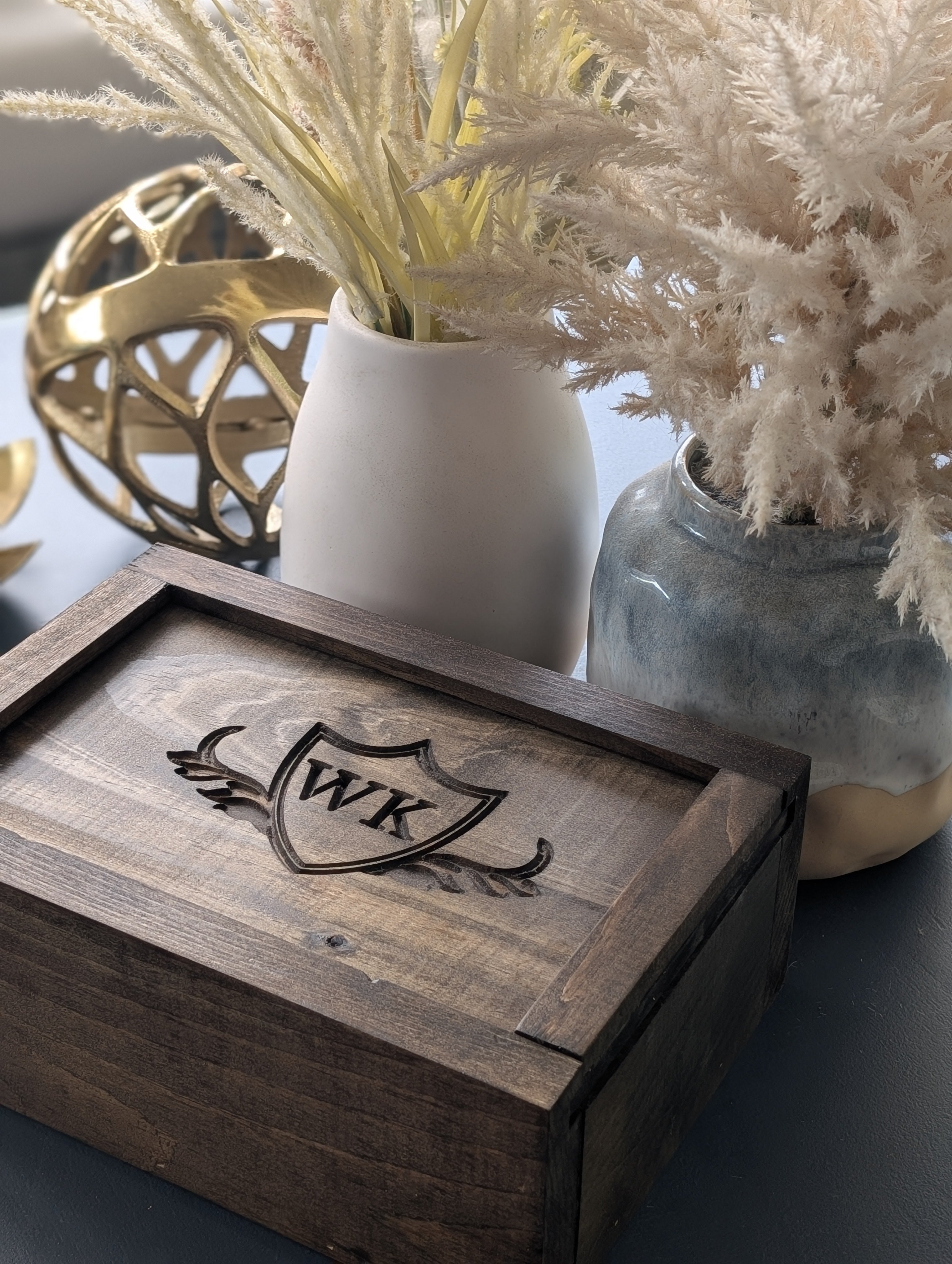 Personalized Men's Rustic Pine Valet Box | Wedding Anniversary