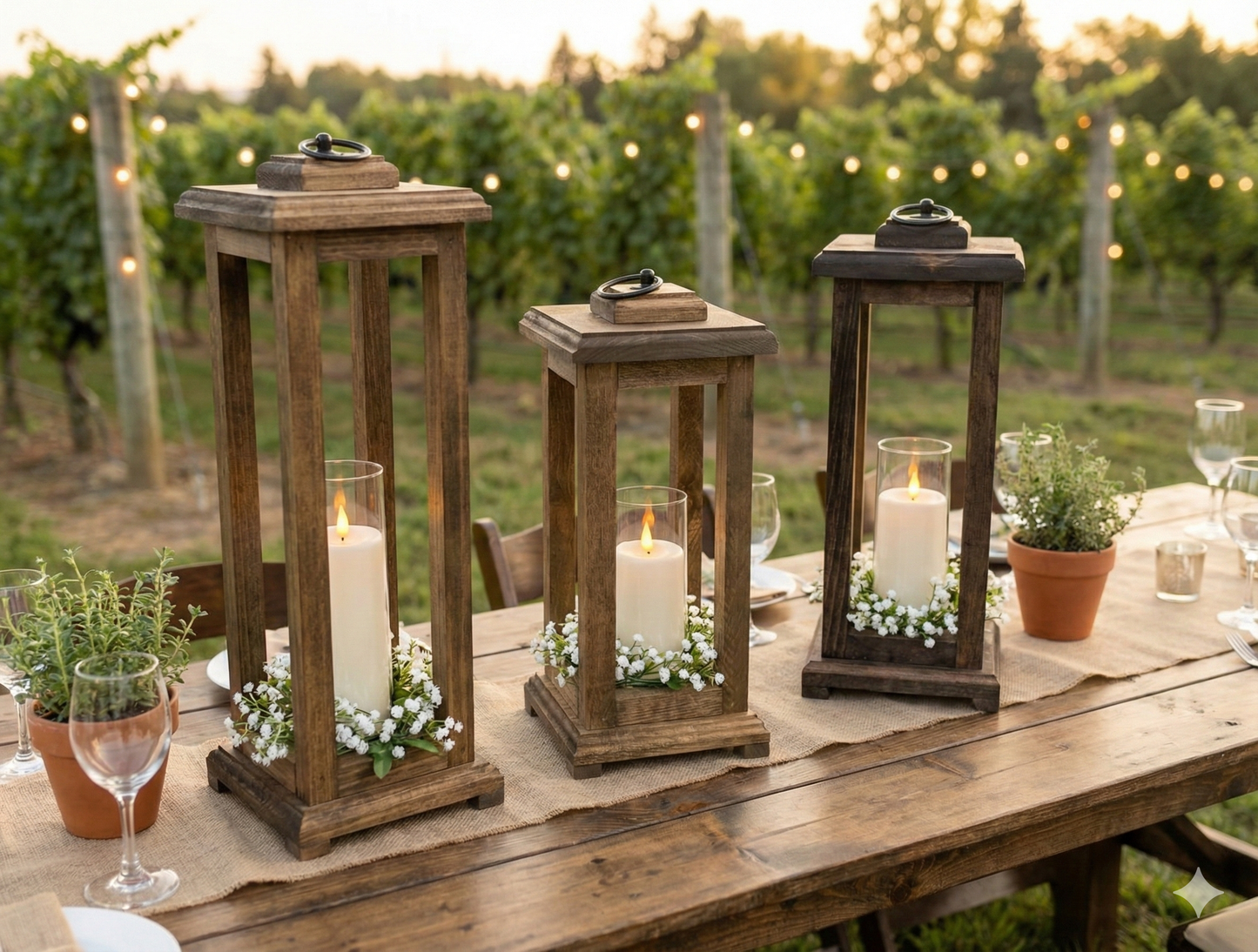 Handcrafted Wood Candle Lantern | Rustic Farmhouse Wedding Centerpiece | Distressed Finish