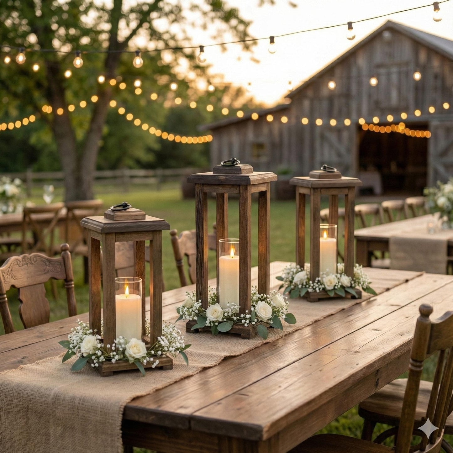 Handcrafted Wood Candle Lantern | Rustic Farmhouse Wedding Centerpiece | Distressed Finish