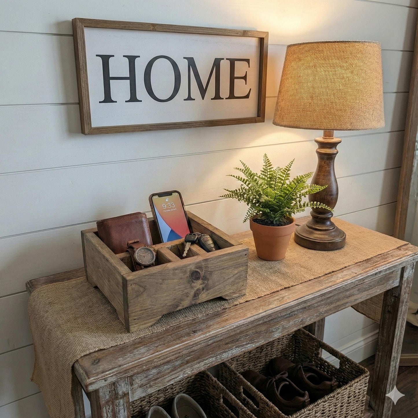 Handcrafted Farmhouse Wood Organizer Box | Rustic Storage Crate | Distressed Wooden Decor