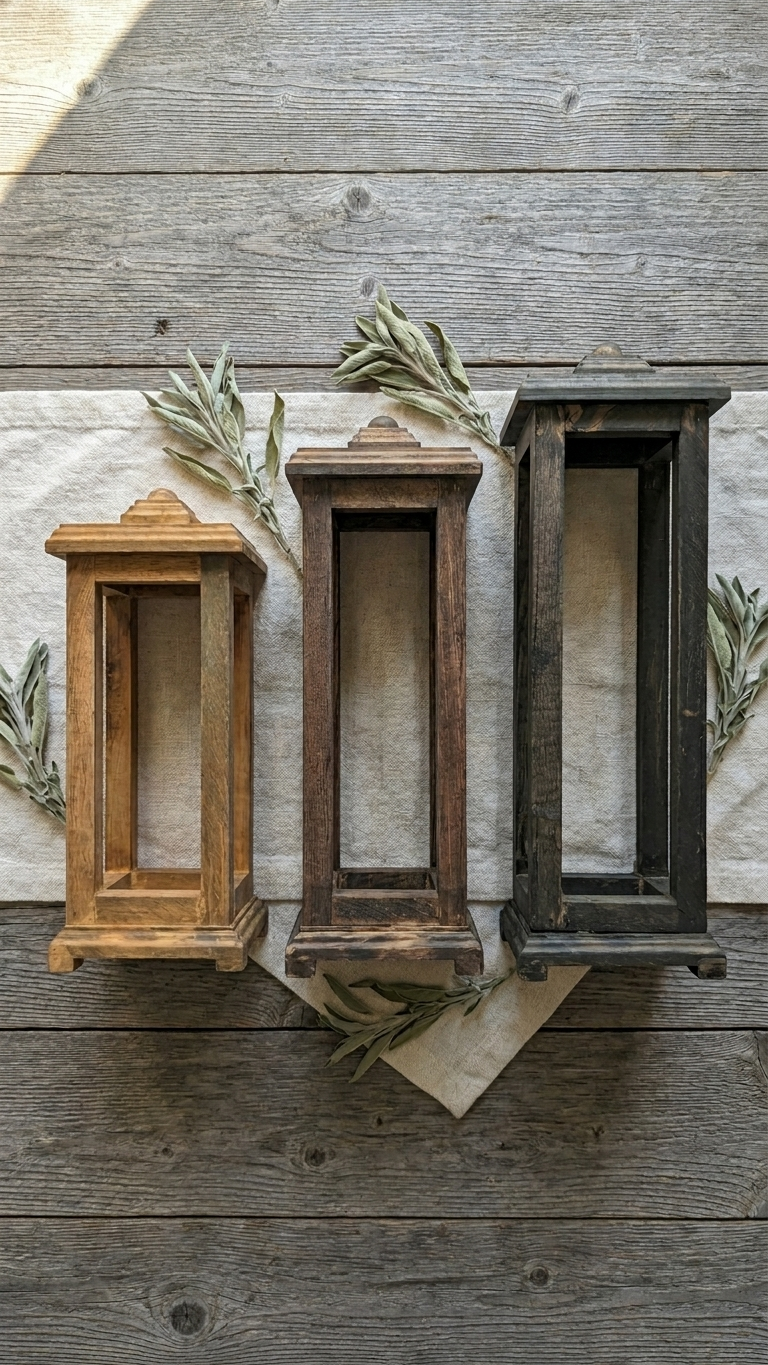 Handcrafted Rustic Wood Candle Lantern | Farmhouse Wedding Centerpiece | Reclaimed Wooden Holder