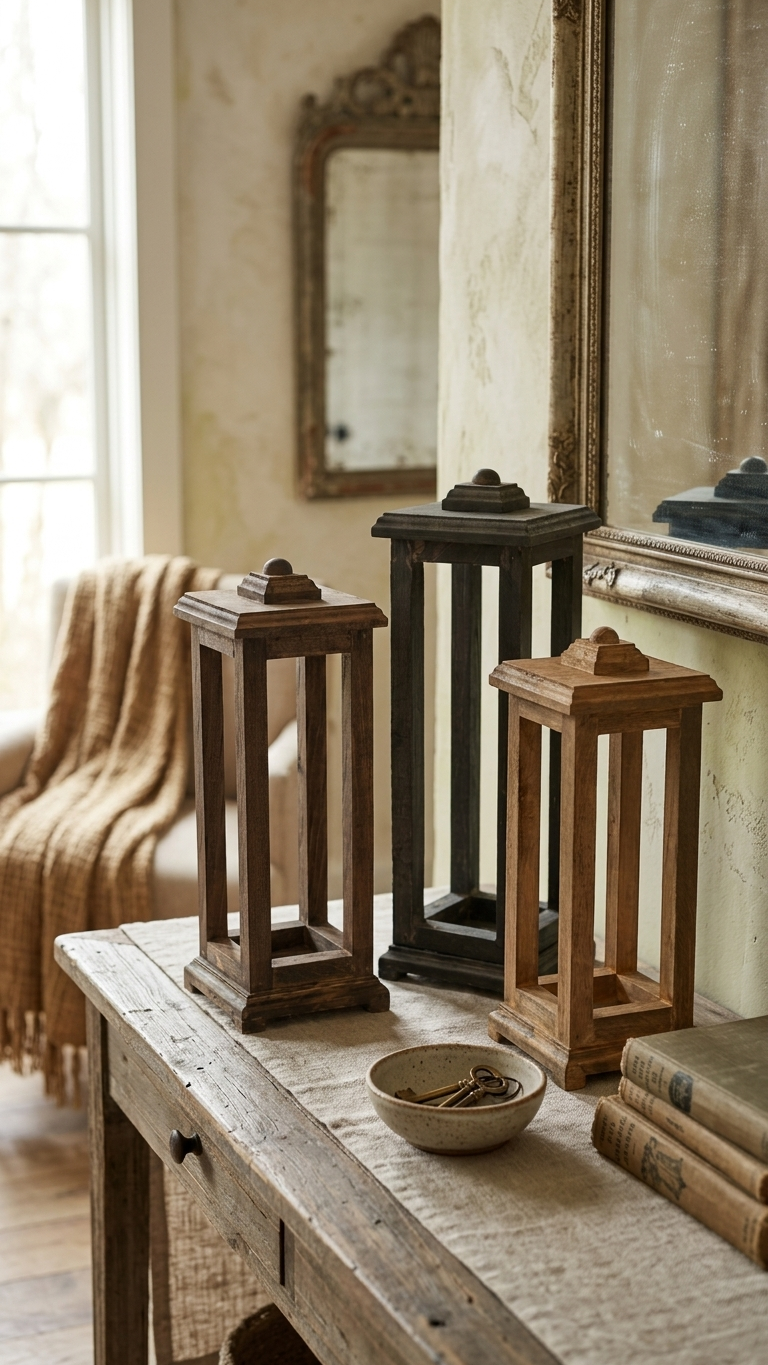 Handcrafted Rustic Wood Candle Lantern | Farmhouse Wedding Centerpiece | Reclaimed Wooden Holder